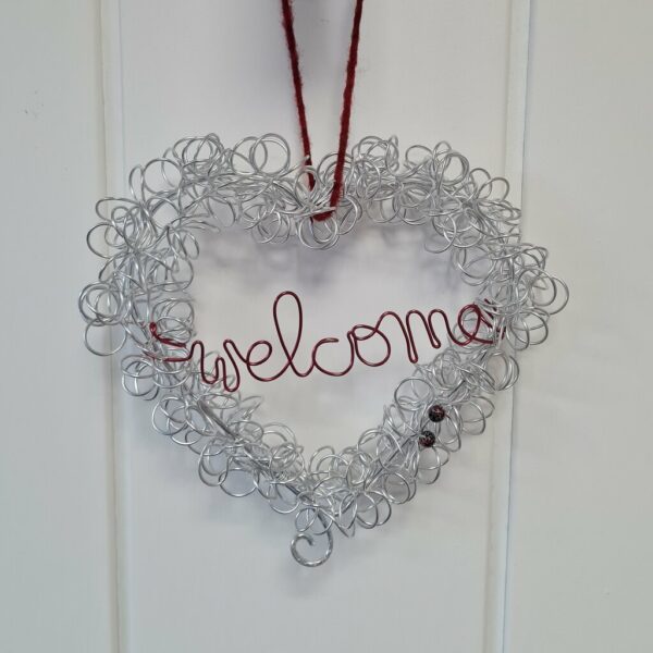 Herz aus Aluminiumdraht - welcome