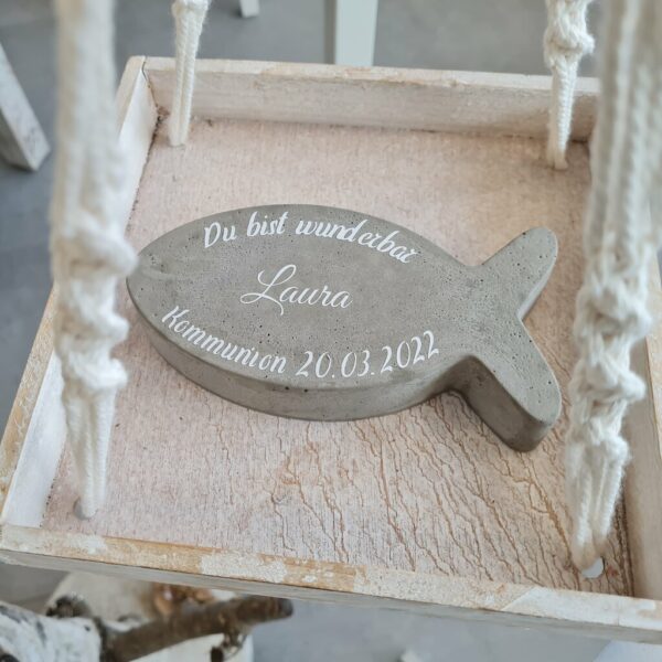 Betonfisch mit Spruch - Kommunion – Bild 3