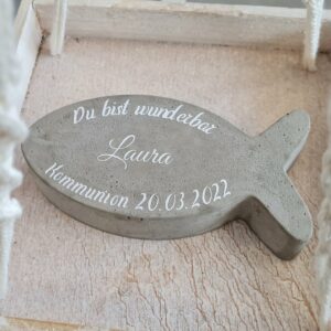 Betonfisch mit Spruch - Kommunion